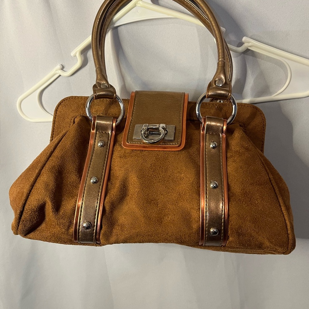 Glow by JLO Brown Suede Handbag